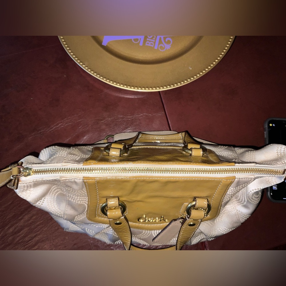 Coach Ashley Dotted Op Art Sateen Satchel Cream Patent Y2K F20027 coquette glam - Picture 6 of 16